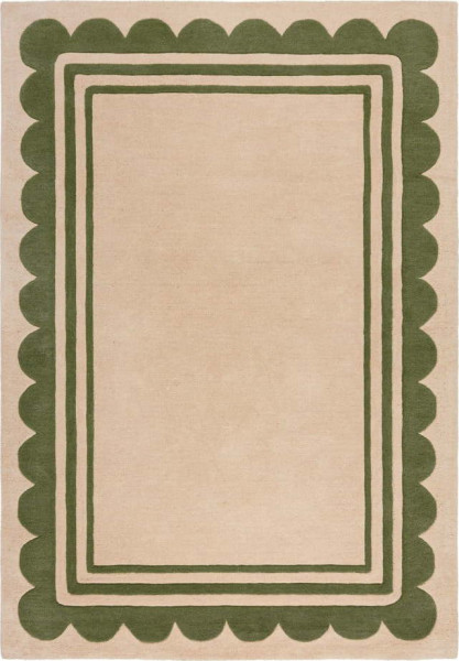 Ručně tkaný vlněný koberec v zeleno-přírodní barvě 120x170 cm Lois Scallop – Flair Rugs