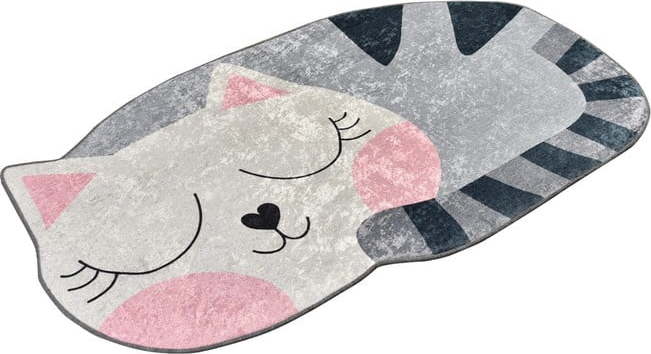 Šedý dětský protiskluzový koberec Conceptum Hypnose Big Cat, 100 x 160 cm