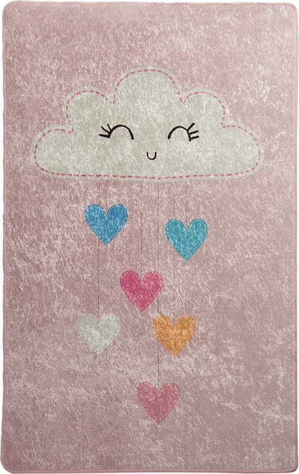 Růžový dětský protiskluzový koberec Conceptum Hypnose Baby Cloud, 140 x 190 cm