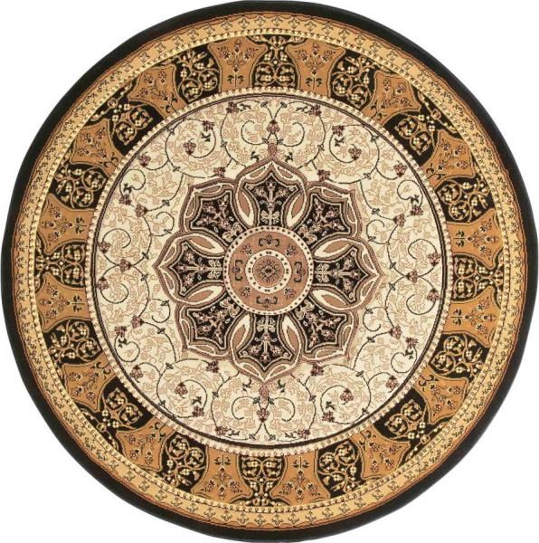 Černo-béžový kulatý koberec ø 150 cm Heritage – Think Rugs